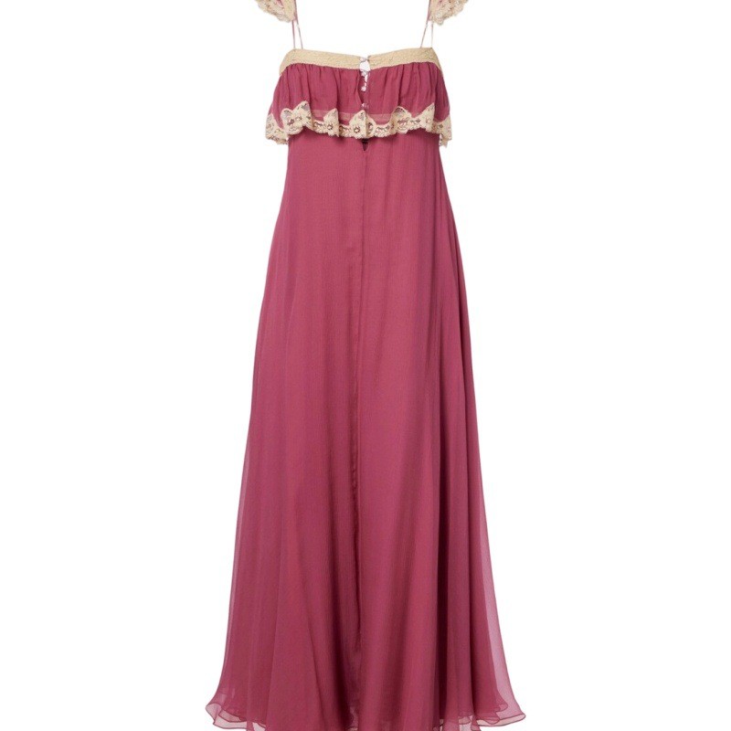 Robe d'été pour femme, robe midi en dentelle, robe d'été sans manches, robe à bretelles spaghetti, robe dos nu, coupe ajustée, rose mauve