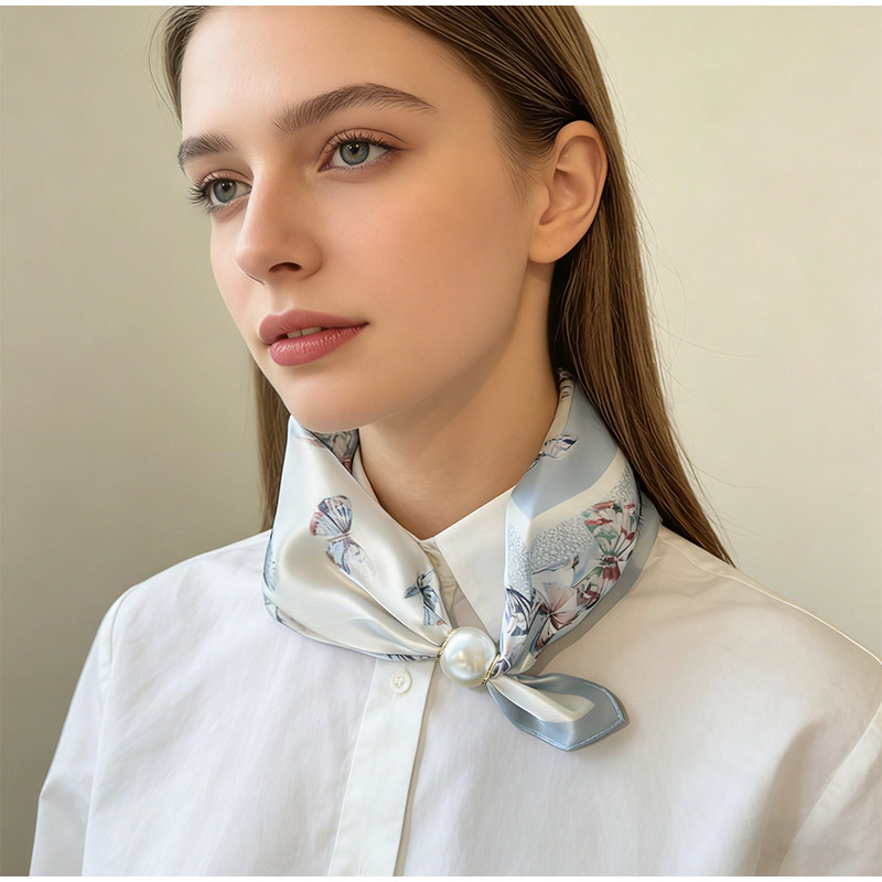 Écharpes fines en soie perlée avec boucle magnétique, foulard paresseux pour femmes et filles, élégant et délicat, avec pendentif pour clavicule, accessoires de cou et châle