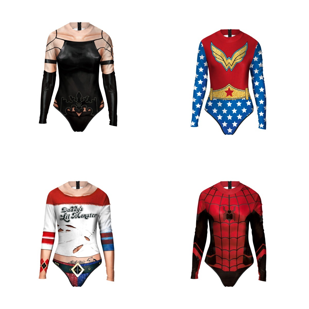 Maillot de bain une pièce à manches longues, imprimé super-héros, Costume de Cosplay pour femmes adultes