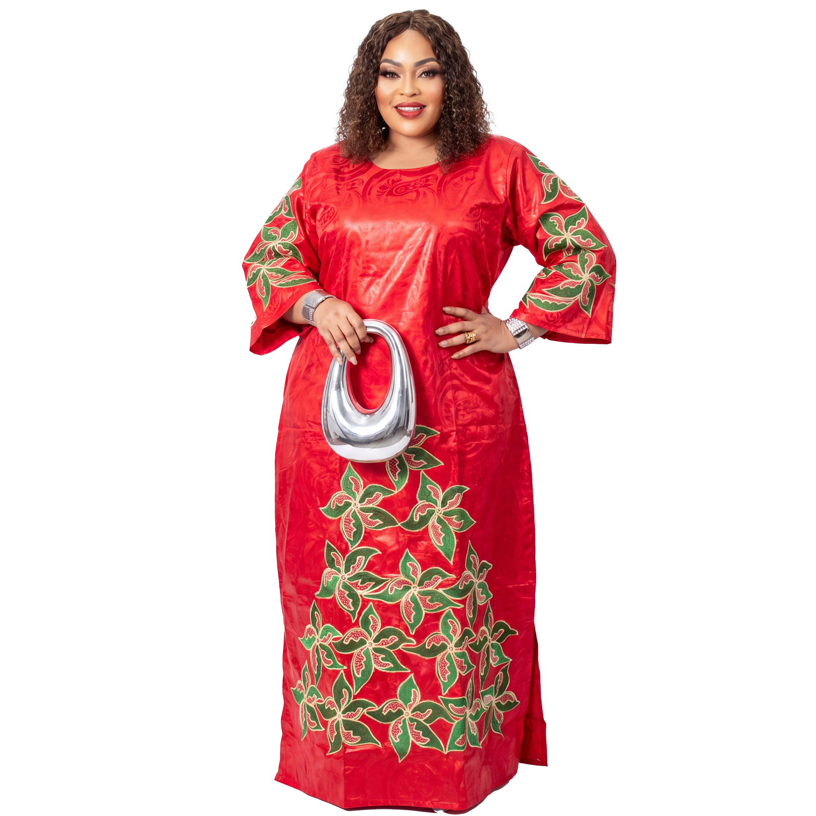 Robes africaines pour femmes grande taille, robe longue en bazin riche avec broderie et écharpe
