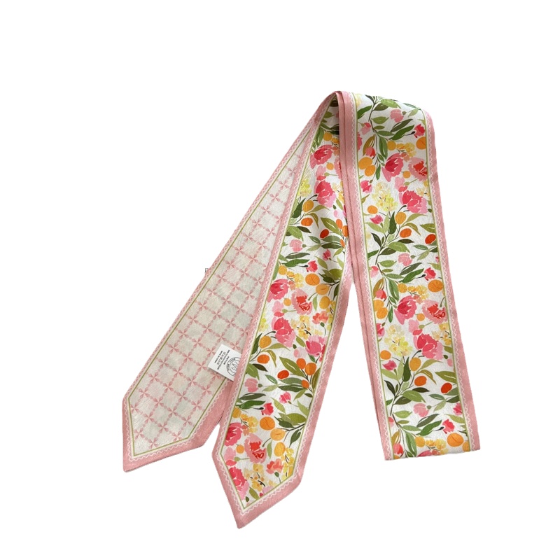 Longue écharpe en soie imprimée de fleurs de haute qualité, bandeau pour cheveux, ruban noué, nœud Long, ruban en Satin Vintage, accessoires pour cheveux pour femmes