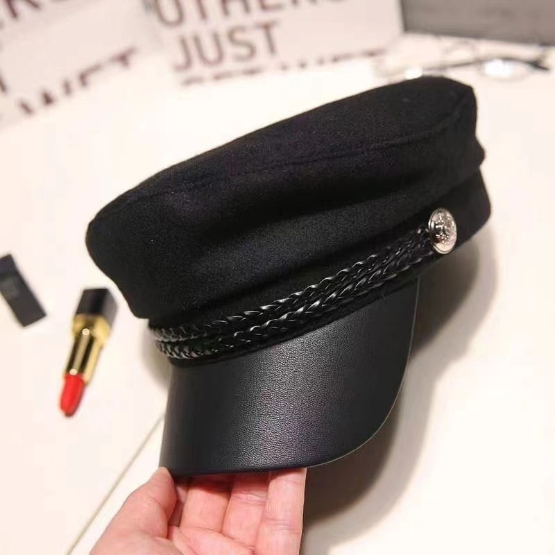 Bérets Militaires Noirs d'Hiver pour Femme, Chapeau pio de l'Armée, de Peintres, de Voyage, pour Fille