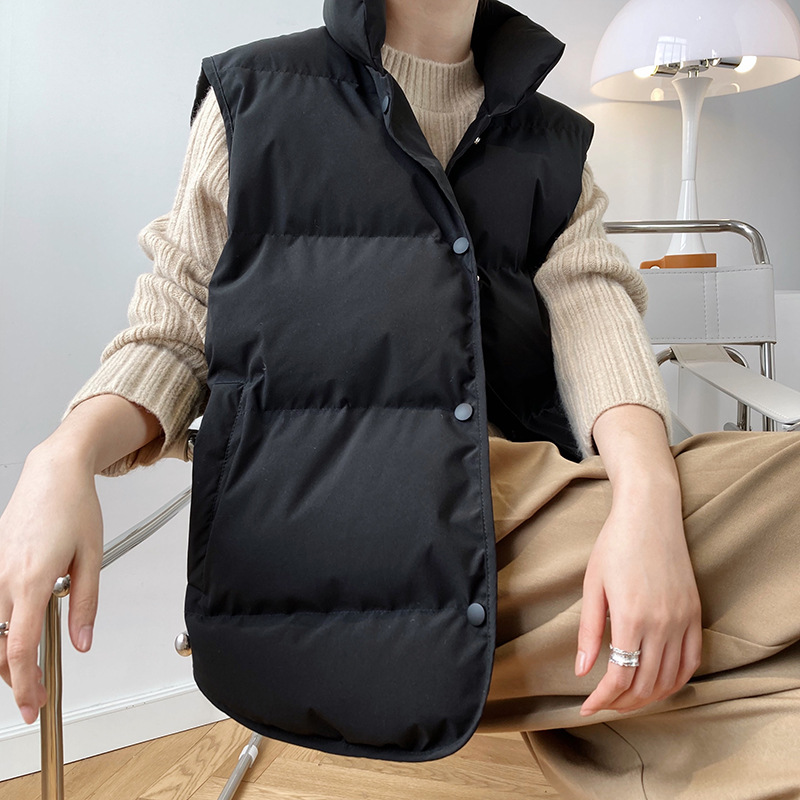 2025 femmes Gilet manteau col montant hiver femmes chaud manteau surdimensionné hauts Beige Gilet Chaleco Mujer Gilet Casaco Feminino