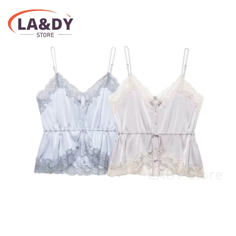 Nouvelle Collection Été 2026 – Caraco Femme Tendance en Satin et Dentelle, Patchwork, Sexy, Couleur Unie, Idéal Soirée