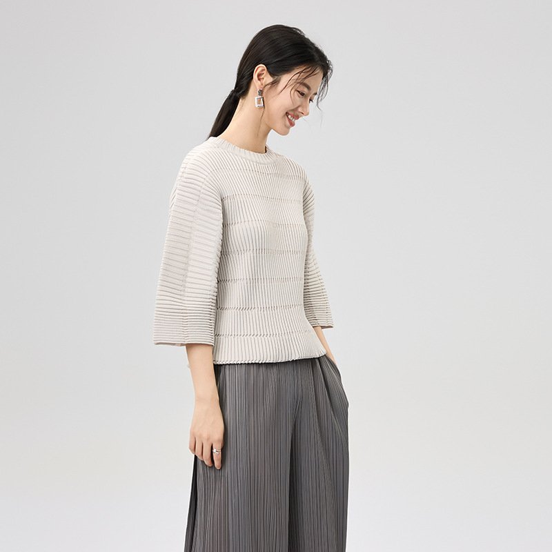 Haut en tricot polyvalent à la mode, qualité Boutique, automne 2025, Design Original de Style coréen, haut plissé surdimensionné, nouvelle collection