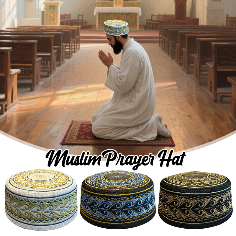 55-60 nouveaux hommes musulmans chapeau de prière coton broderie arabie saoudite chapeau islamique musulman Turban casquette juive hommes foulard vêtements