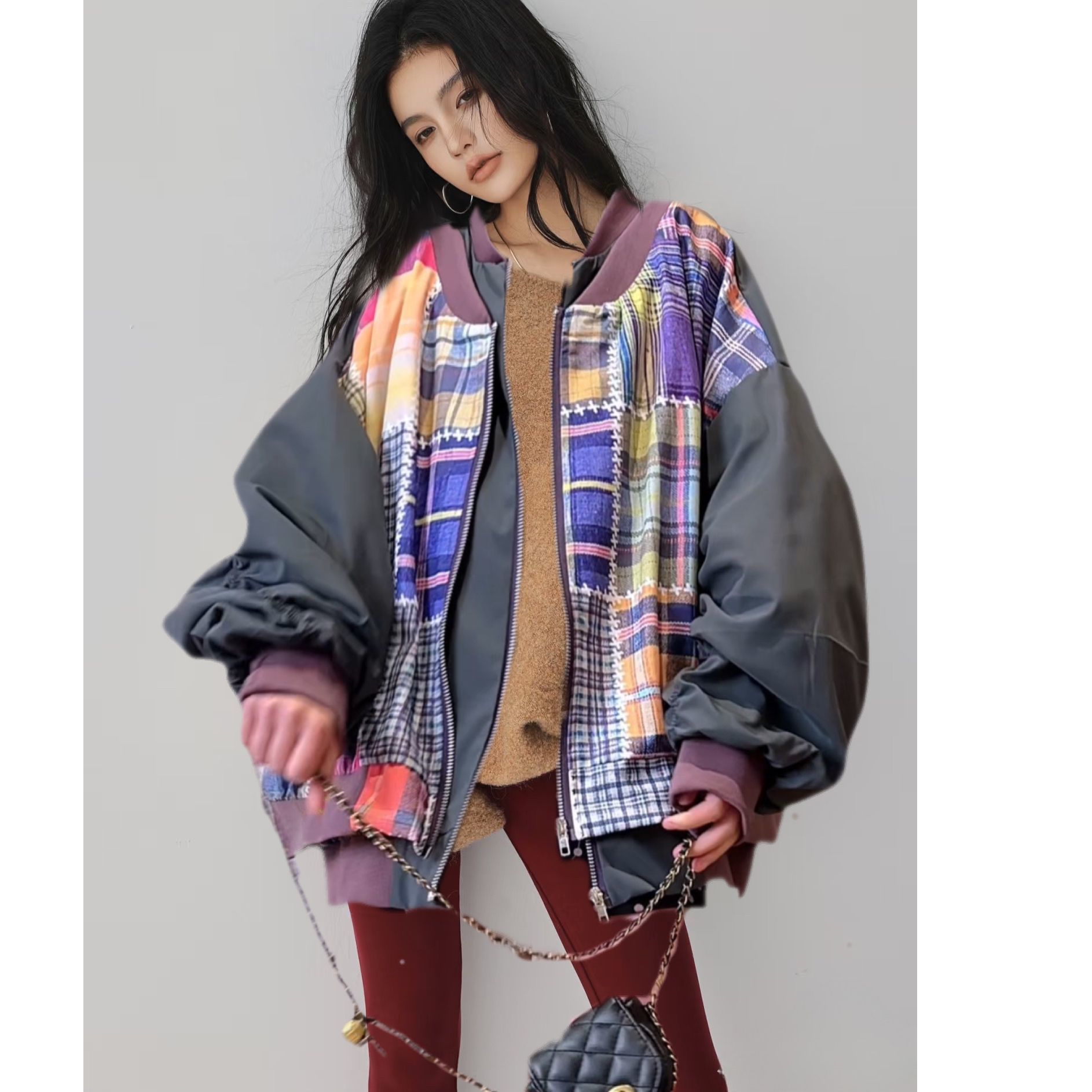 Manteau femmes mode coréenne Patchwork 2026 printemps automne à manches longues Style ample femmes manteau veste