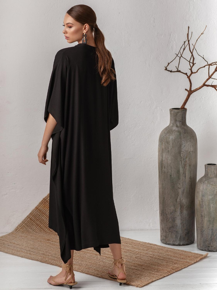Robe longue de plage ample, Cover-Up pour les maillots de bain, Kaftan, tunique de plage, couleur unie, col en V, élégante, été
