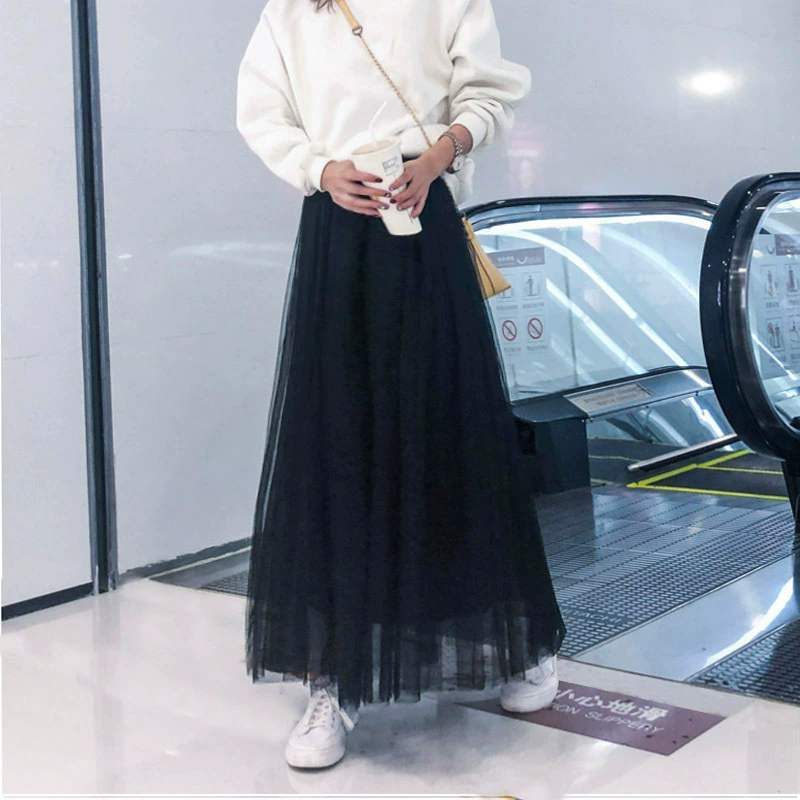 Jupe longue en dentelle et maille pour femme, tendance 2026, jupe midi blanche d'été, jupe trapèze pour femme, taille haute, longueur moyenne, volants, vêtements