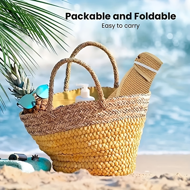 Chapeau Visière d'Été pour Femme - Élégant et Résistant aux UV pour la Randonnée en Plein Air, Casquette de Soleil Pliable à Large Bord, Chapeau de Plage en Paille
