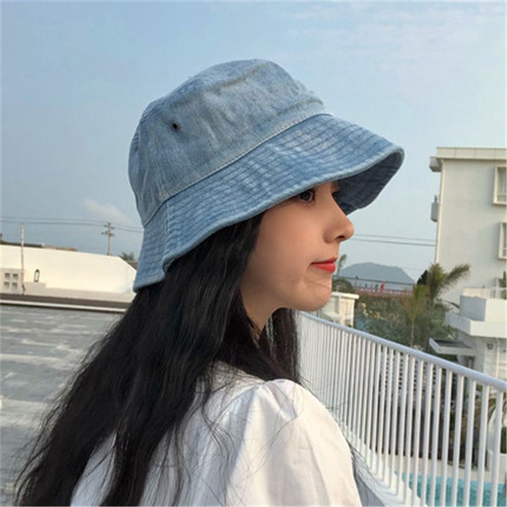 Chapeau de plage en coton unisexe, chapeau ander, tissu denim, bonnet de soleil en plein air, chapeau de bain Suffolk, chapeaux d'été pour femmes, chapeau E27