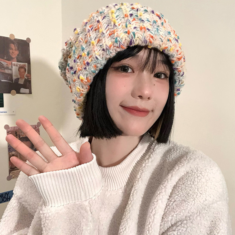 Chapeau à poils chauds d'automne et d'hiver, chapeau tricoté chaud tendance pour femmes