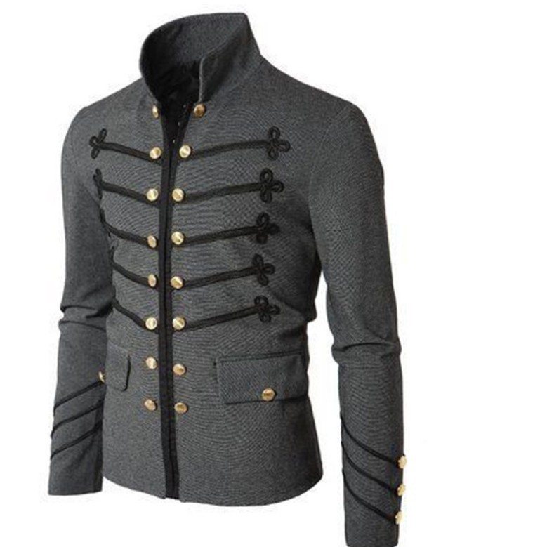 Steampunk hommes vêtements gothiques vestes militaires veste Vintage médiévale col montant Rock redingote manteau hommes rétro Punk manteau