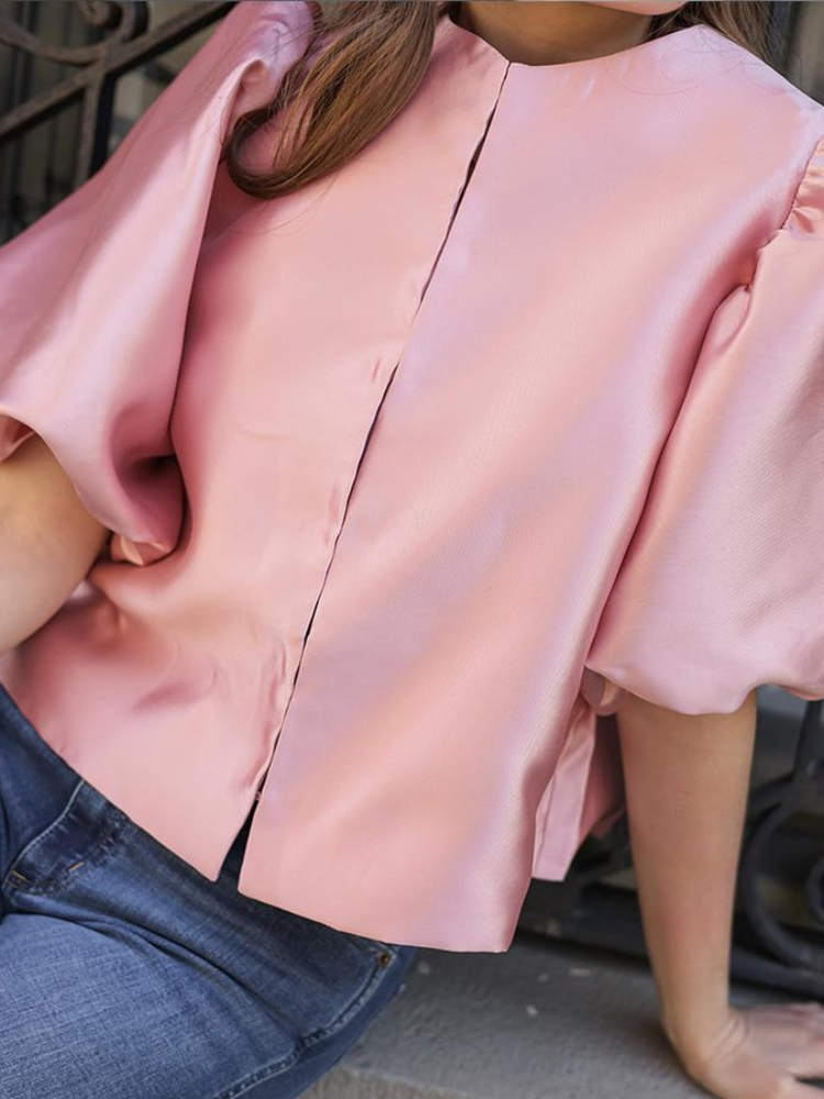 Chemise à lacets à col carré imprimé pour femme, élégant, chic, dos nu, ceinture, manches bouffantes, t-shirts pour femme, été, tout match, Y, 2024