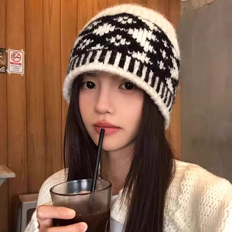 Casquette tricotée en laine pour femmes, chapeau rétro mixte pour garder au chaud, grande taille, résistant au froid, pour la tête masculine, nouvelle collection 2025