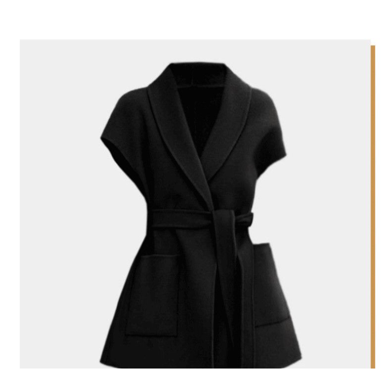 Gilet en laine à la mode pour femmes, avec veste Double face mi-longue, élégante et polyvalente à pince cheval