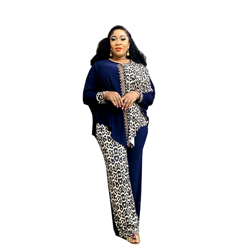 Ensemble Dashiki Africain Élégant à Manches sulfet Col Rond pour Femme, Vêtements Assortis de Grande Taille, Automne, 2 Pièces