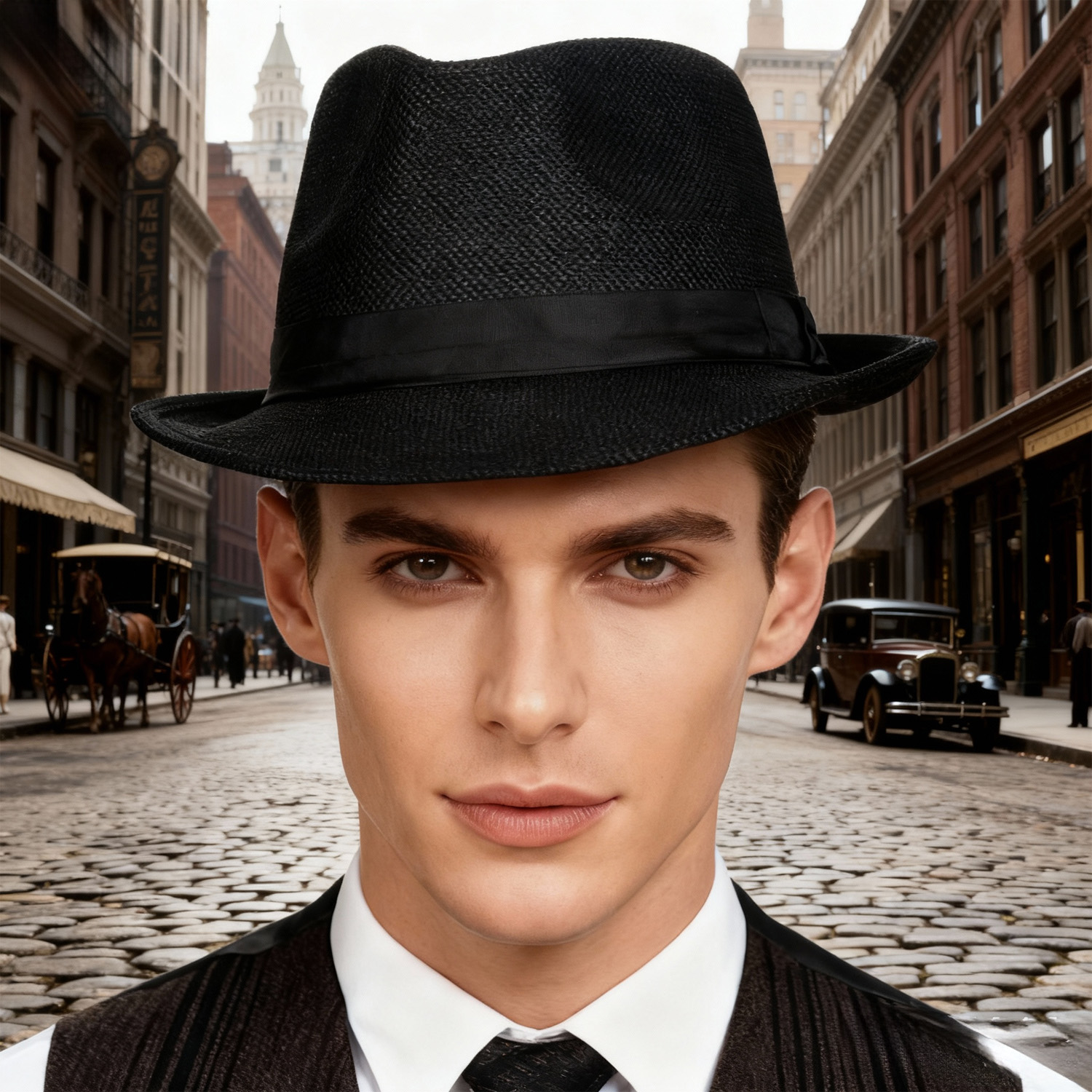 Chapeau haut de forme PESENAR style années 1920, chapeau de jazz noir uni, chapeau de gentleman britannique, vêtements, accessoires