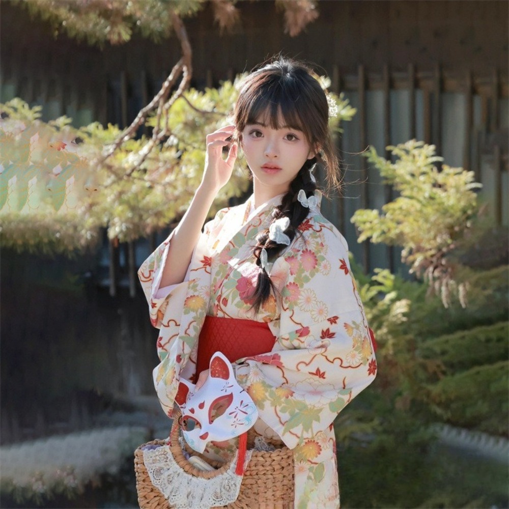Kimono japonais fluide pour femme, Yukata élégant et ample, tenue de portrait pour les voyages en extérieur, séances photo en studio, thème cosplay