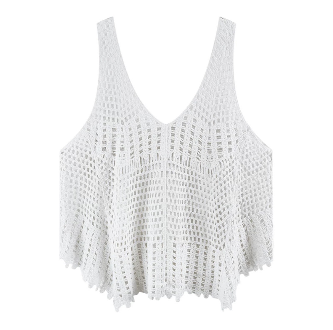 Top en crochet bohème ajouré en dentelle sans manches, débardeur tricoté pour femme, camisole d'été, cache-maillot de plage, tenue de villégiature
