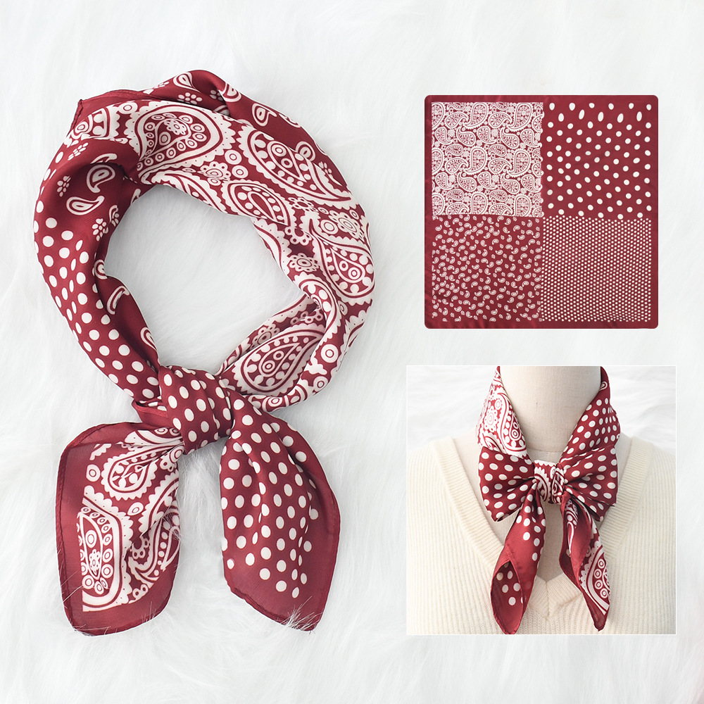 Petite écharpe carrée de luxe imprimée Paisley, fausse soie, foulard de cou fin, Style Mature, protection solaire pour femmes, 70x70cm