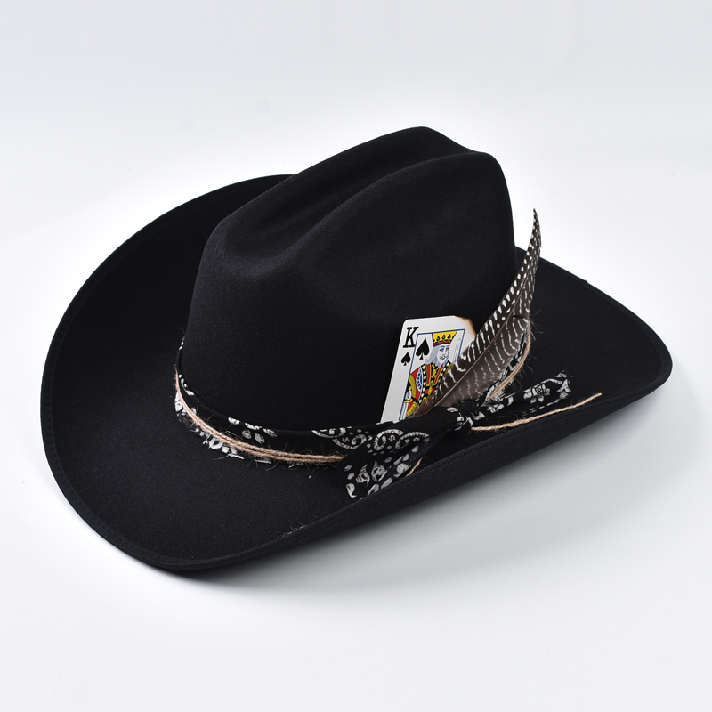 Chapeau de Cowboy occidental fait à la main pour femmes, chapeau de Cowgirl Vintage à gros bord, Cloche pour hommes, casquettes d'église