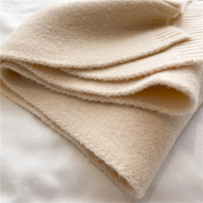 Femmes coréennes foulards en cachemire dame hiver épaissir chaud doux Pashmina châles enveloppes femme couleur Pure tricoté longue écharpe pour les femmes