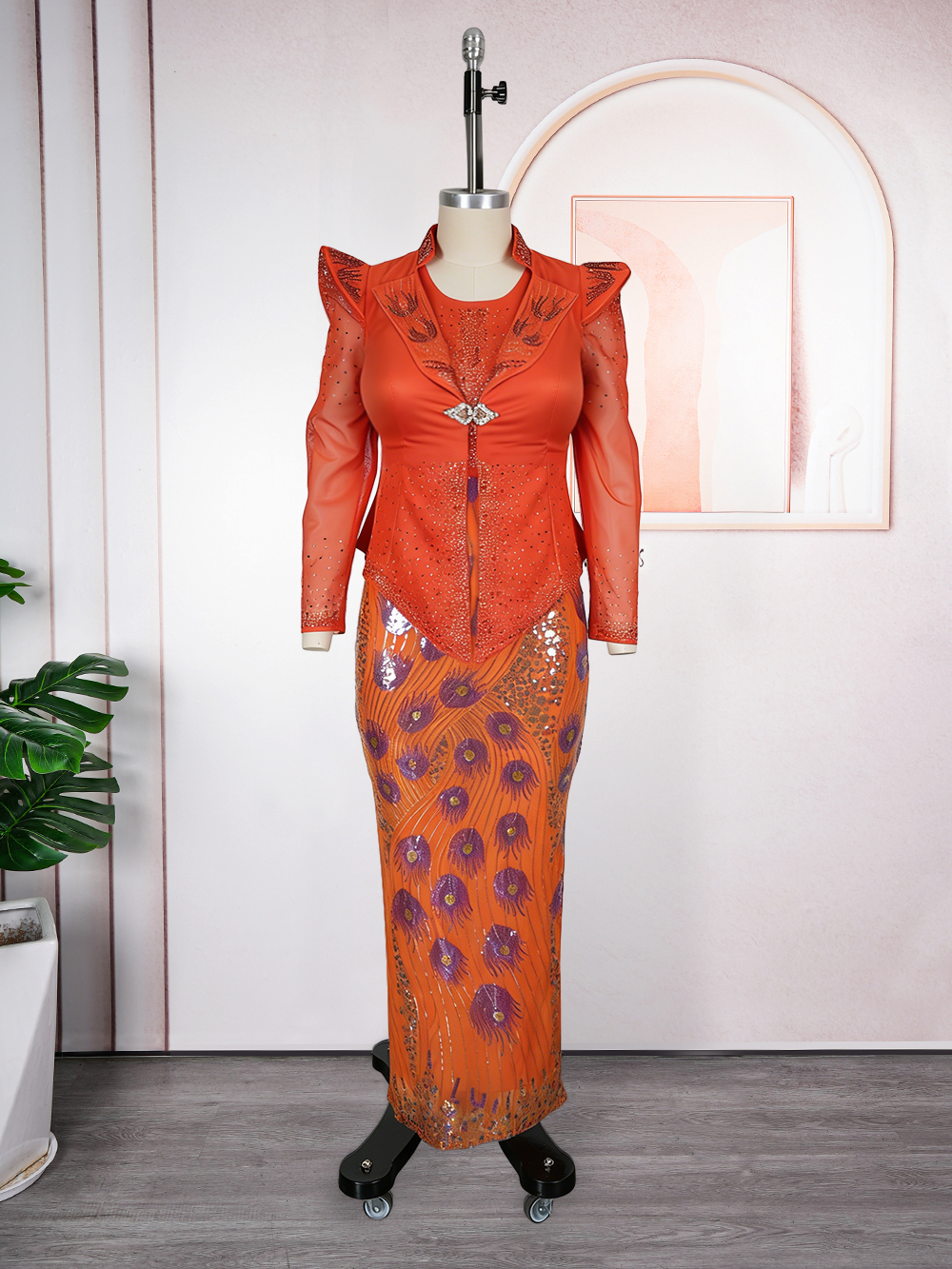 Ensemble de vêtements africains pour femmes, 2 pièces, Dashiki, robe de soirée à paillettes, grande taille, robes longues de fête de mariage turque avec manteau, nouvelle collection 2026