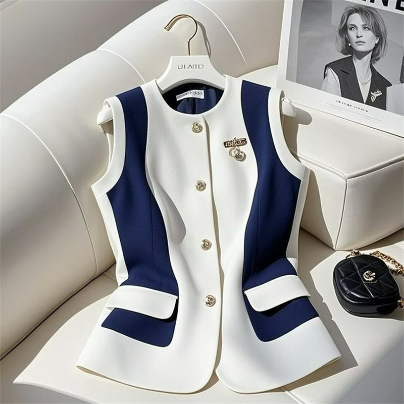 Gilet de Costume Femme 2026 Nouvelle Collection Printemps-Automne Haut Sans Manches Haut de Gamme Taille Cintrée Élégant Manteau Sans Manches pour Femme