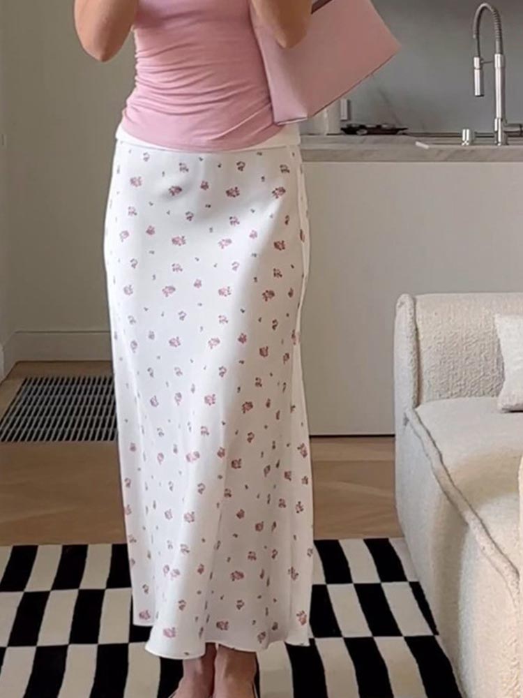 Jupe longue imprimée pour femmes, taille haute, contraste, Patchwork, Slim, élégant, look de fête, Maxi, Y2k, été