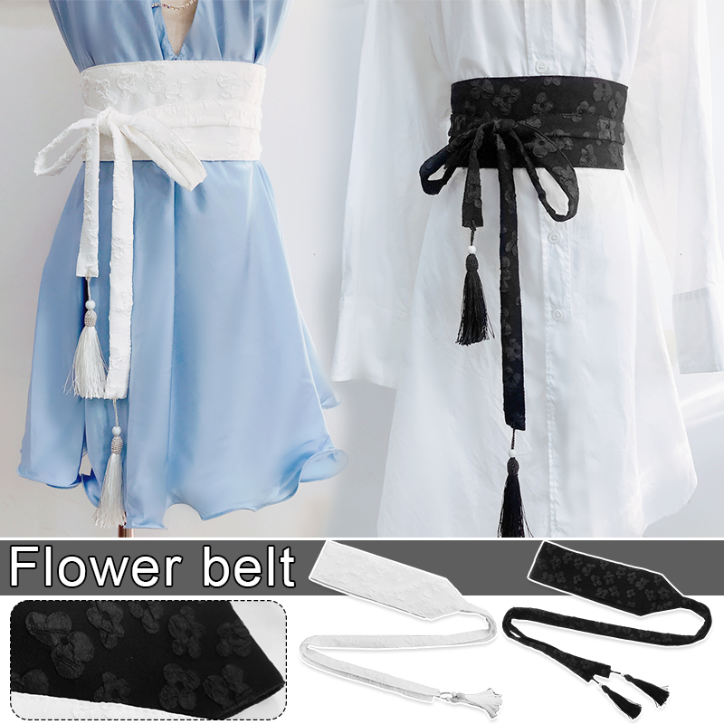 Kimono japonais traditionnel pour femmes et filles, cardigan Obi, ceinture de taille élégante, robe Harajuku, ceinture bandage à pampilles imprimées