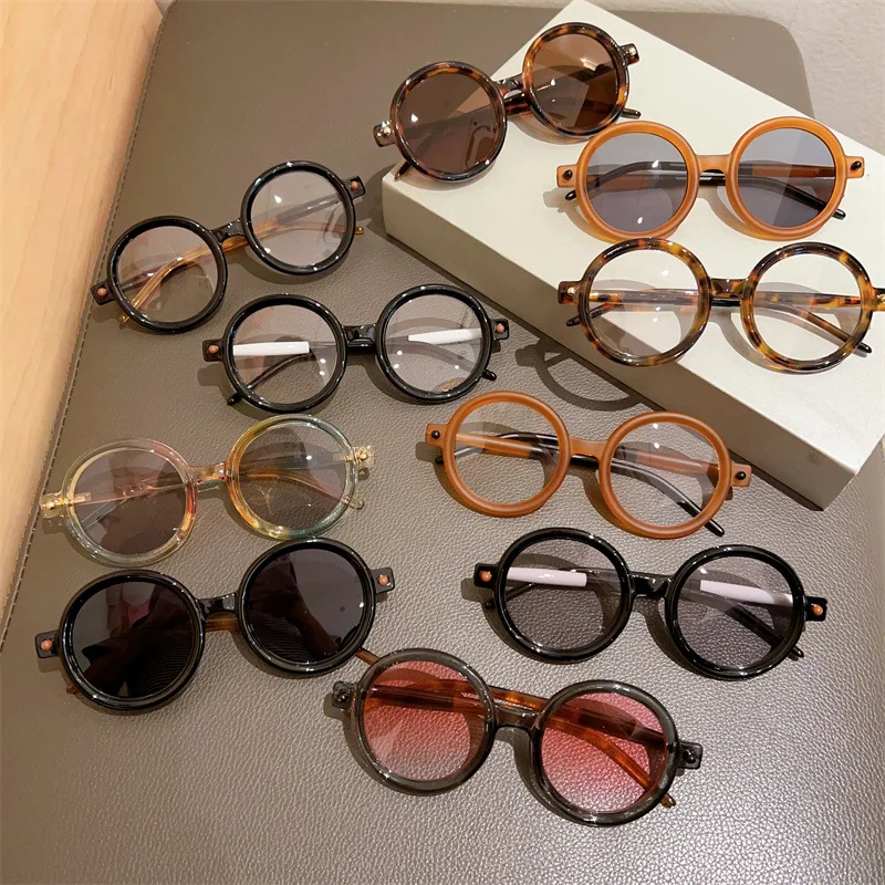 Lunettes de soleil rondes vintage pour hommes et femmes, lunettes de soleil carillon, nuances de créateurs, lunettes à grand cadre, UV400, marque de luxe punk populaire