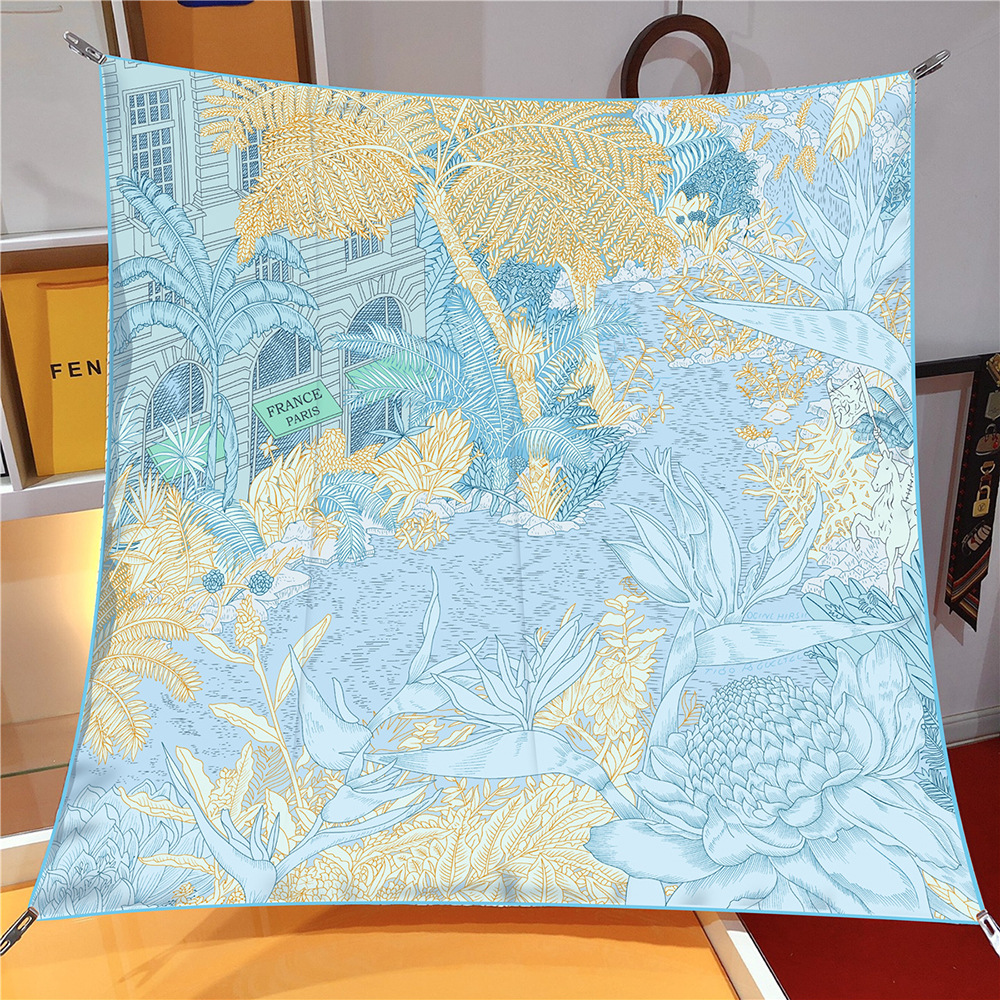 Foulards carrés de la jungle pour femmes, écharpes de tête, enveloppements de plage, châles bandana, hijabs pour dames, nouveau, 2024, 90cm