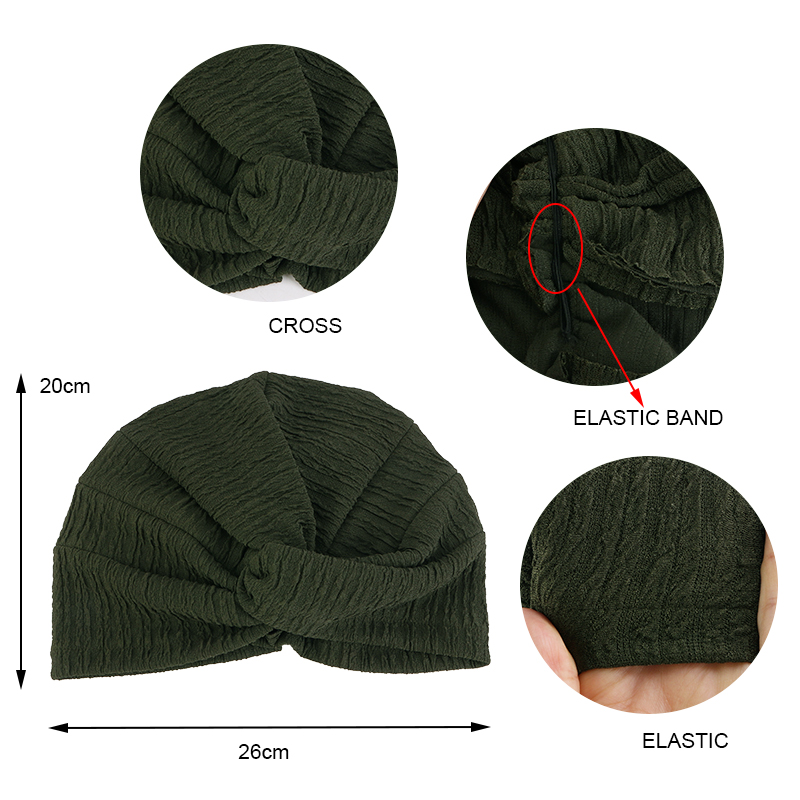 Bonnet de chimio élastique pour femmes, Turban à nœud torsadé, Hijab, couvre-chef, accessoires contre la perte de cheveux