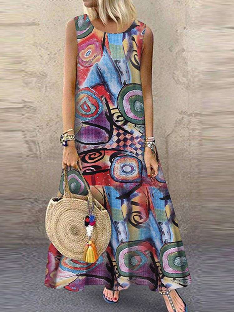 ZANZEA femmes bohème imprimé fleuri Robe d'été sans manches Robe Femme Vintage caftan plage Robe Sarafans surdimensionné