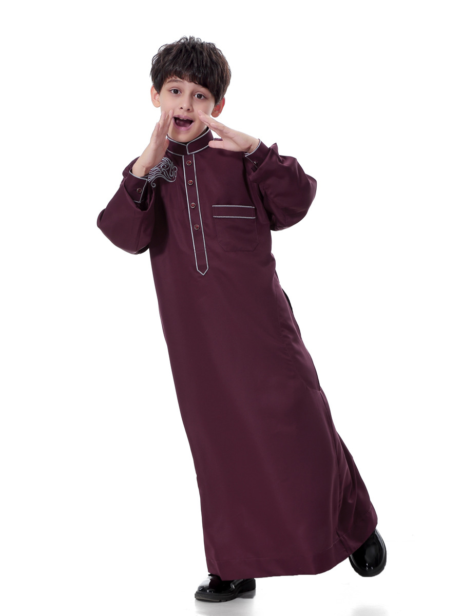Arabe musulman enfants garçon Jubba Thobe Abaya Kimono longue robe Caftan pour enfants vêtements islamiques longues Robes robe dubaï arabe