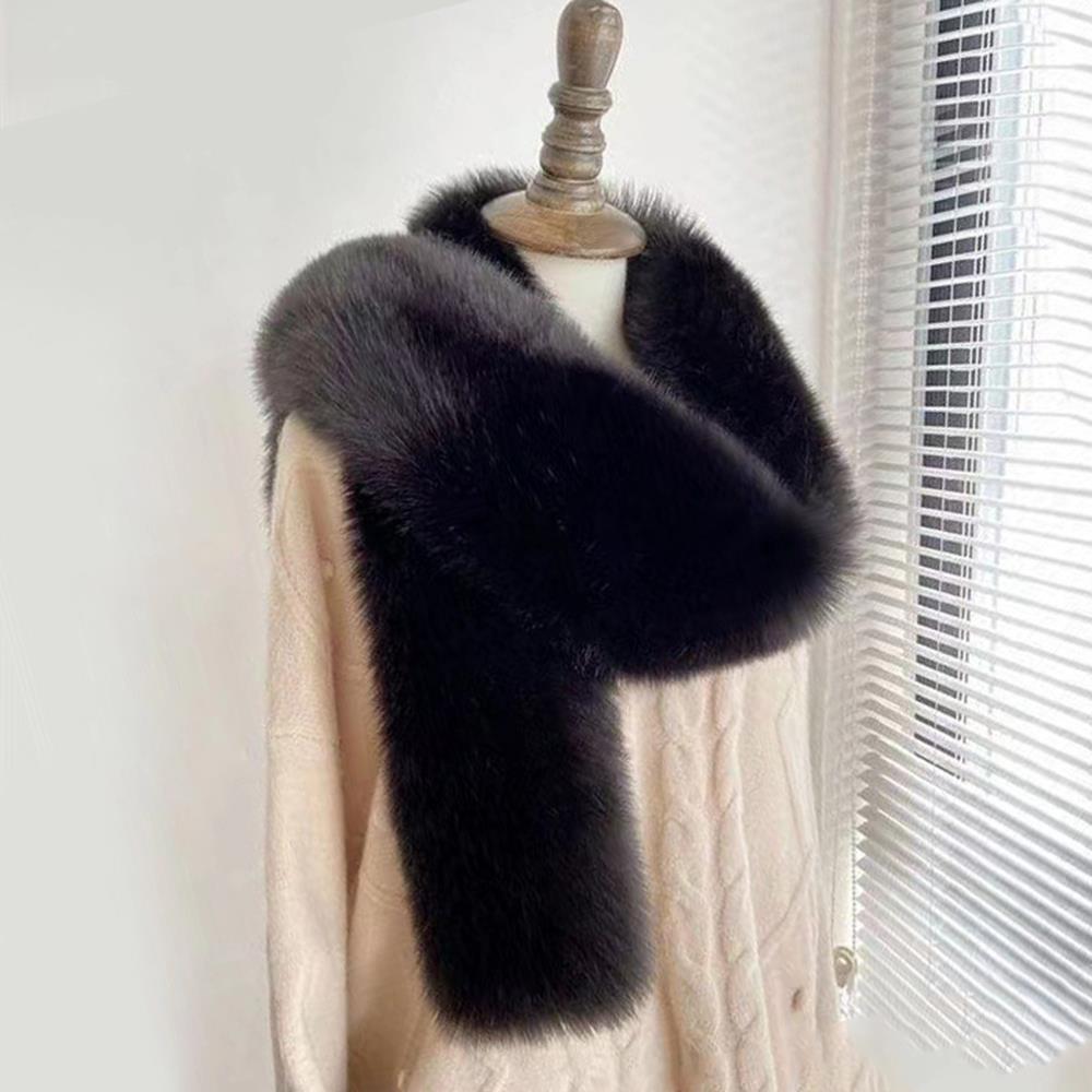 Luxe hiver col de fourrure de renard femme noir fourrure naturelle écharpe châle pour femmes colliers enveloppes cou plus chaud fourrure foulards cou col de fourrure