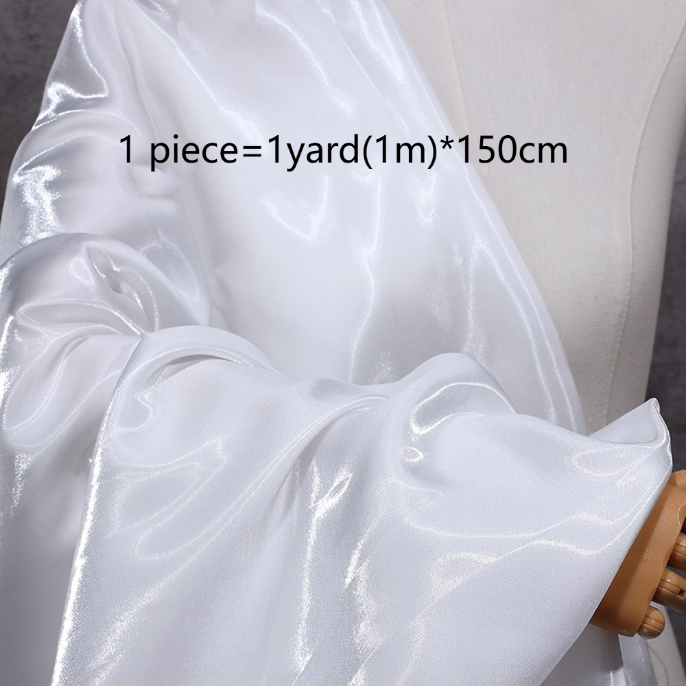 Tissu satin liquide en polyester, tissu d'habillement épaissi, réfléchissant naturel, tissu de soie cristalline satinée, robe de mariée décorative