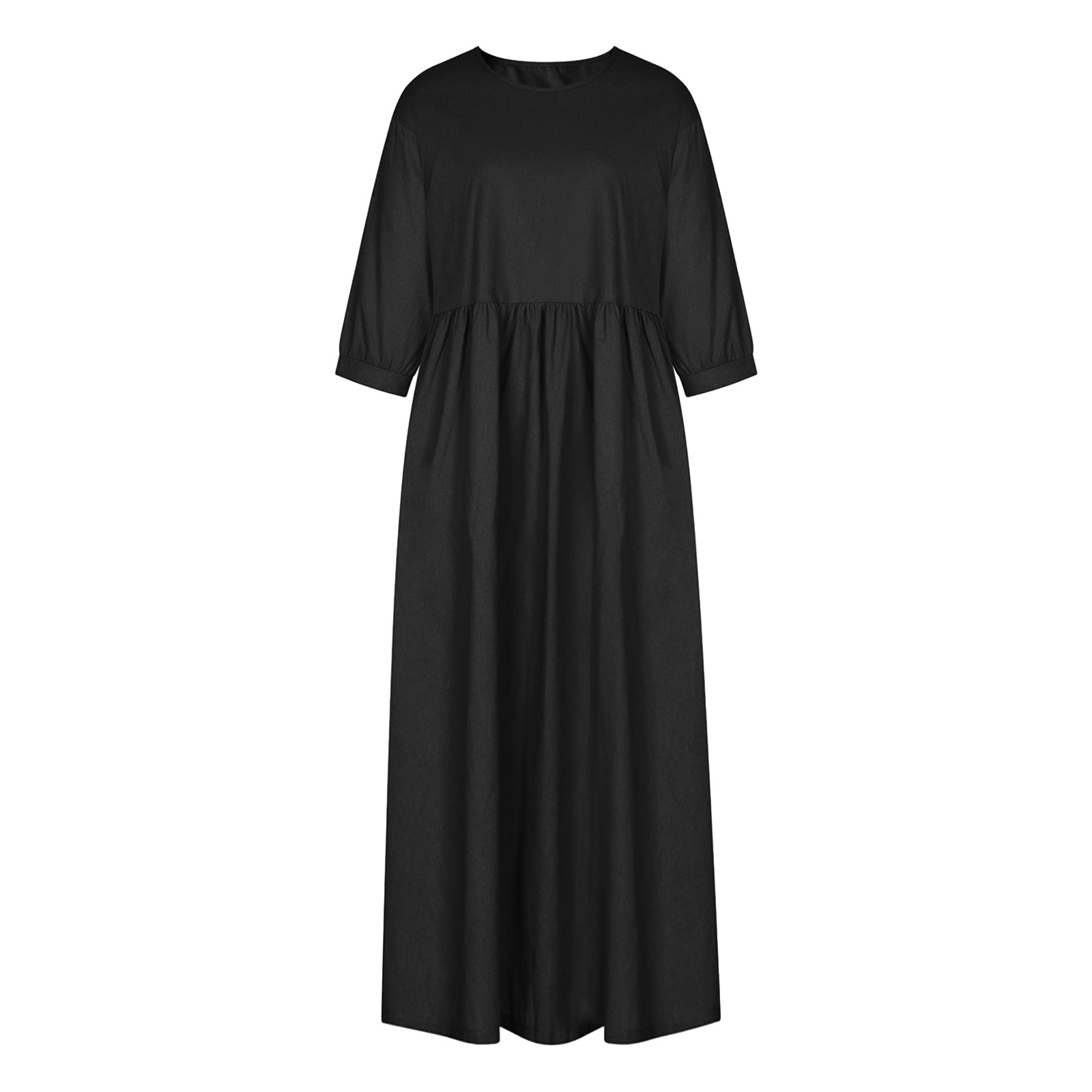Femmes décontracté été robe en coton avec poches 3/4 manches ample Midi chemise robe femmes robes à manches courtes robes