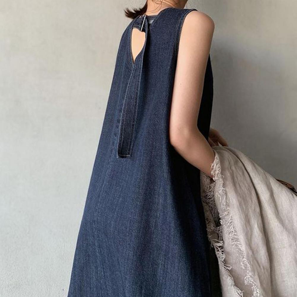Robe Maxi 2023 Coton pour Femme, Couleur Unie, Carton, Fibre, Douce, Ligne A, Longueur de Rincage, Été