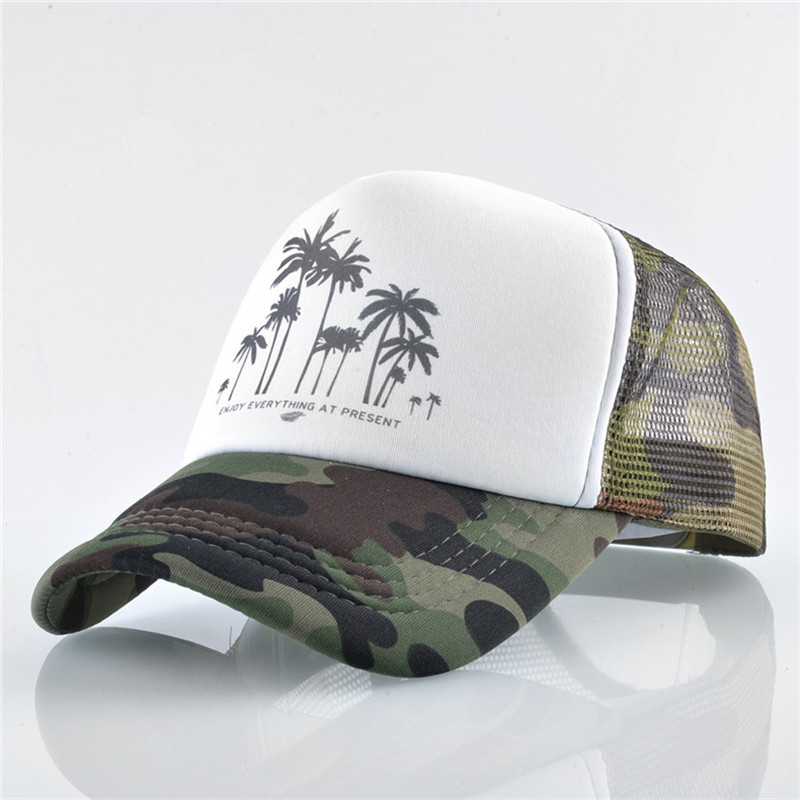 Casquette de Baseball en maille pour hommes et femmes, Style plage, cocotier, Sport de plein air, camionneur, marque Hip Hop, Gorra