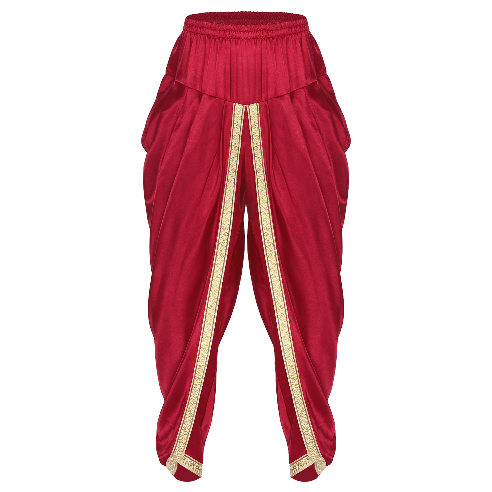 Costume arabe en Satin pour hommes, pantalon Dhoti décontracté, taille élastique, drapé, Baggy, pour Halloween, pharaon égyptien, Cosplay