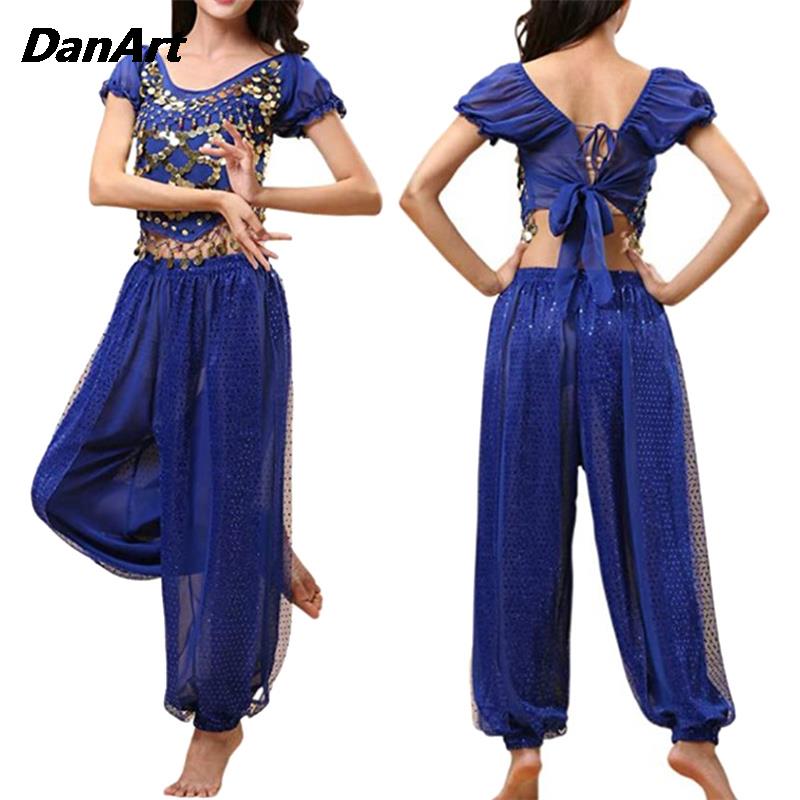 Ensemble de olympiques de danse du ventre indien pour femmes, haut et pantalon, olympiques de danse arabe financièrement, olympiques d'Halloween, olympiques de scène