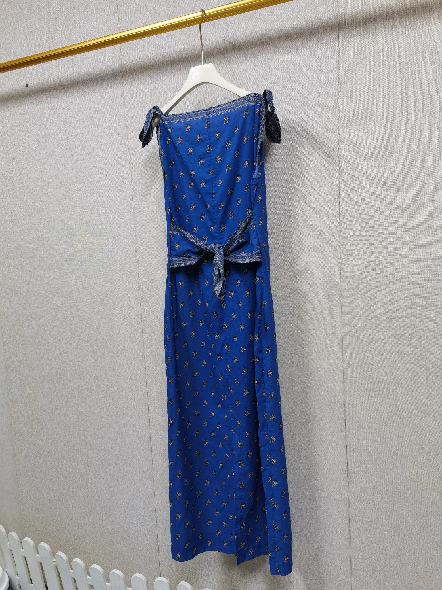 Robe longue trapèze en coton pour femme, imprimé rétro, taille nouée, sans manches, style vacances