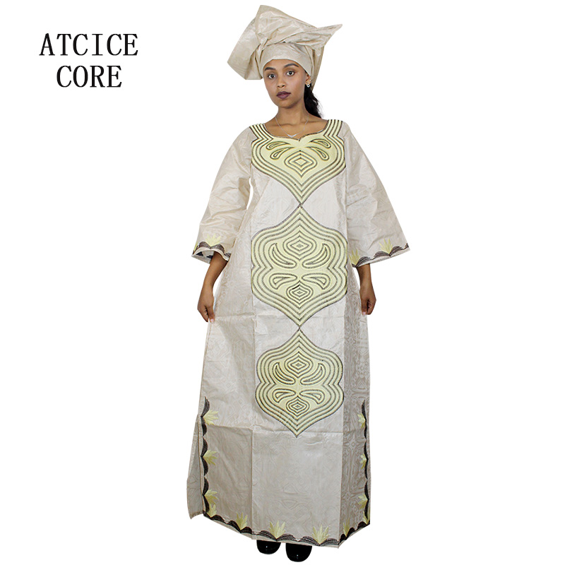 Robes africaines pour femmes, manches 3/4, robe grande taille avec écharpe
