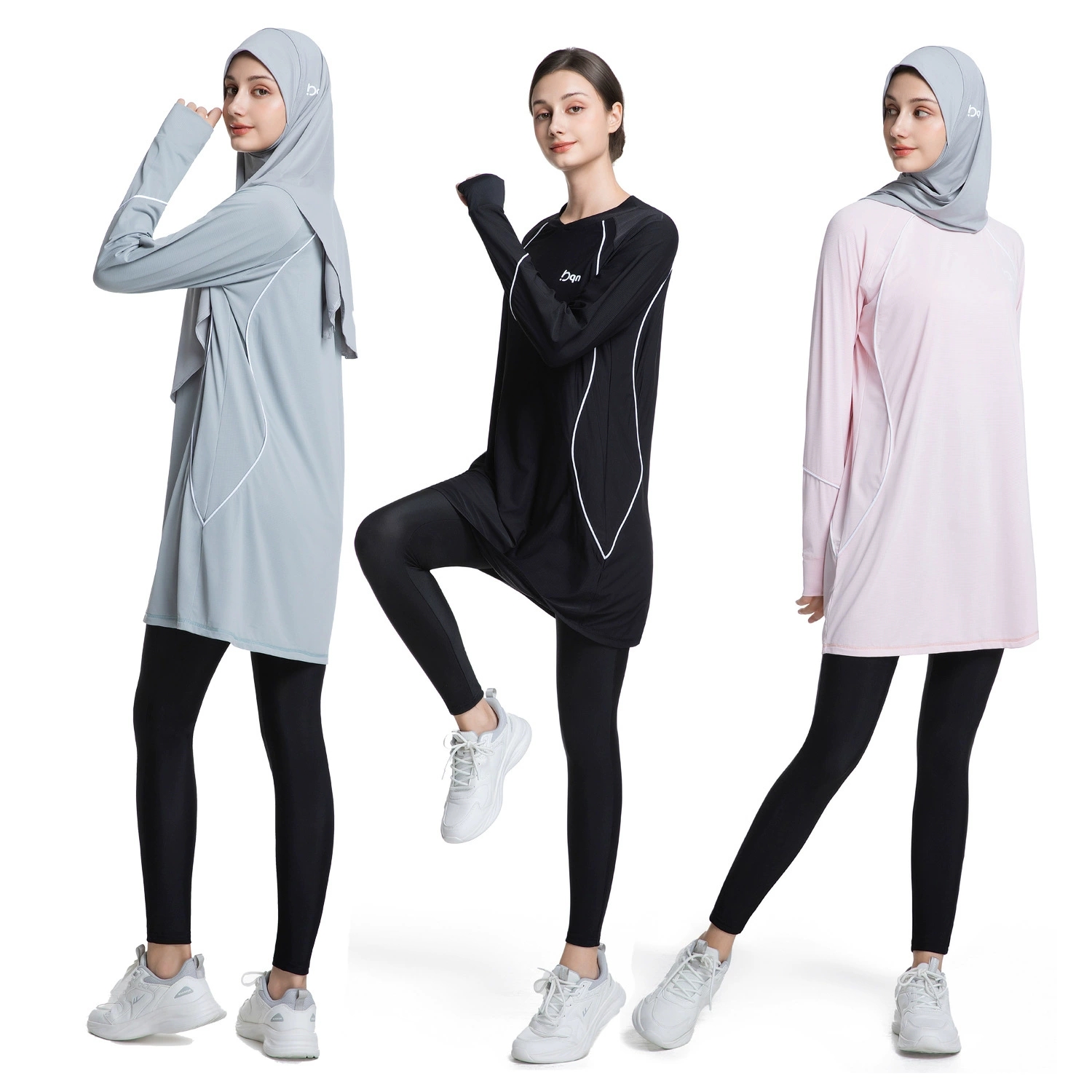 Maillots de bain pour femmes musulmanes, vêtements de sport, vêtements de yoga à manches longues à séchage rapide, style conservateur arabe, pour la course à pied et le fitness en plein air