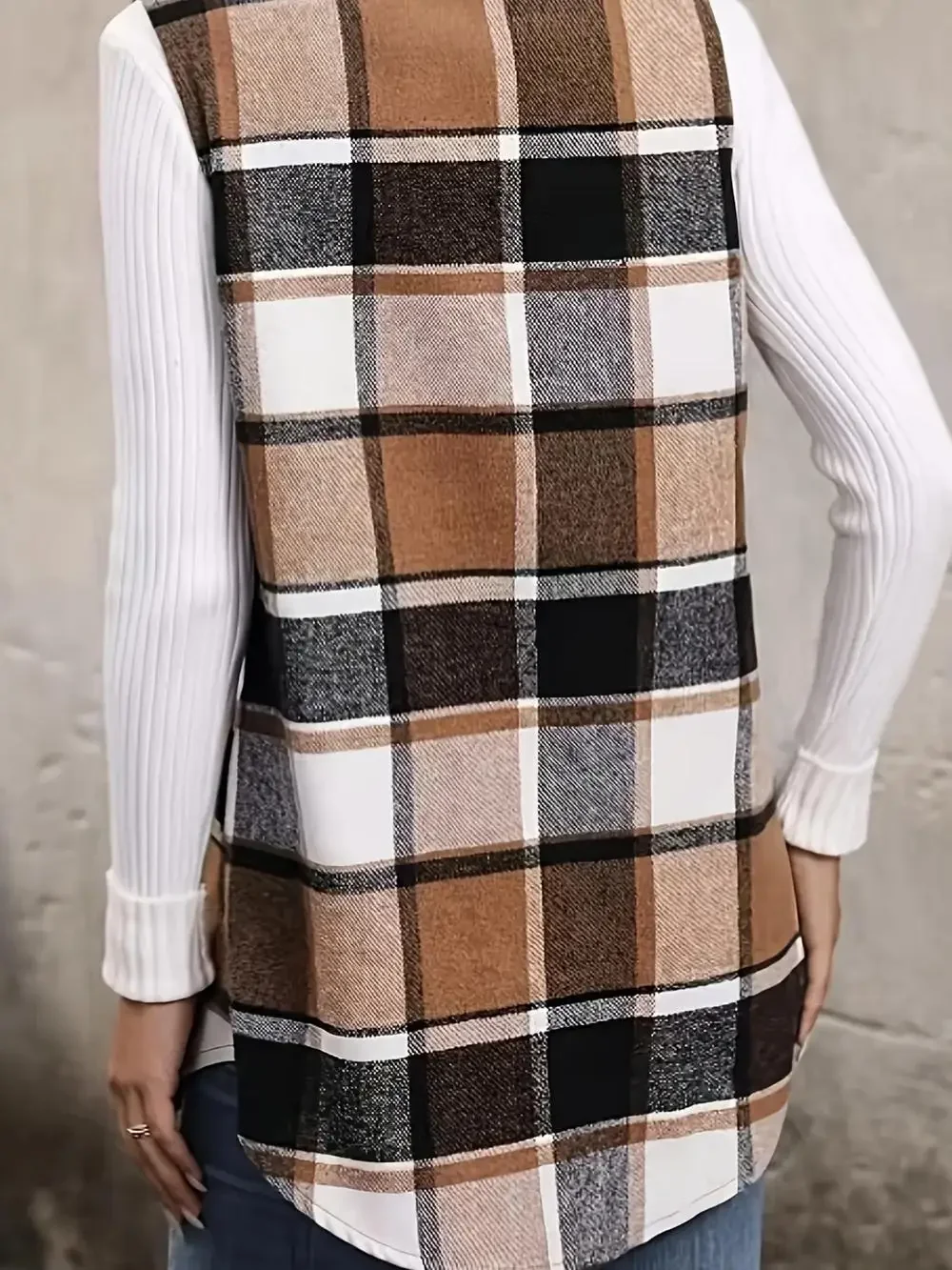 Manteau Imprimé à Carreaux pour Femme, Vêtement d'Extérieur, Grande Taille 1XL-5XL, à la Mode