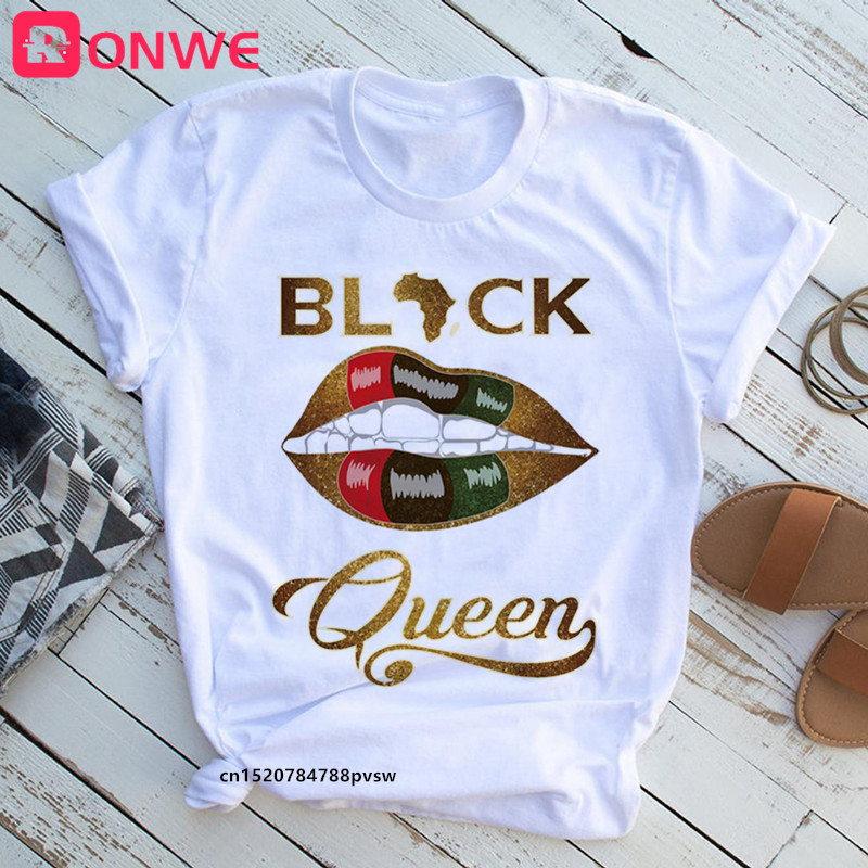 T-shirt imprimé drôle blanc africain pour femmes, belle fille, reine noire, Jules Harajuku, vêtements des années 90, drop sunshine