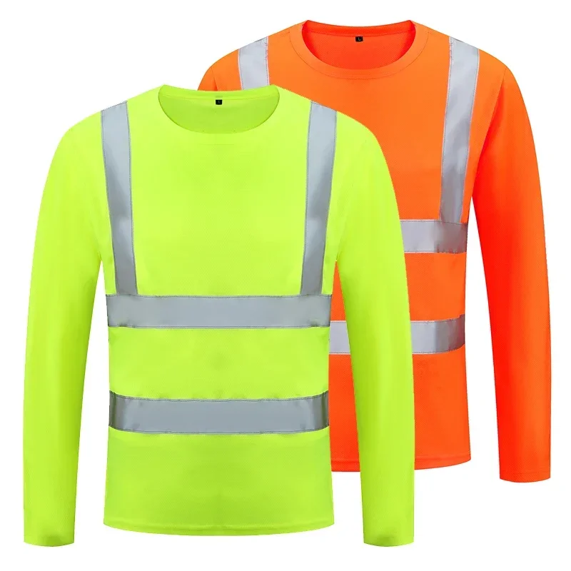 T-Shirts fluorescents haute visibilité pour hommes, chemises de sécurité réfléchissantes, séchage rapide, manches longues, hauts haute visibilité, vêtements de travail de Construction