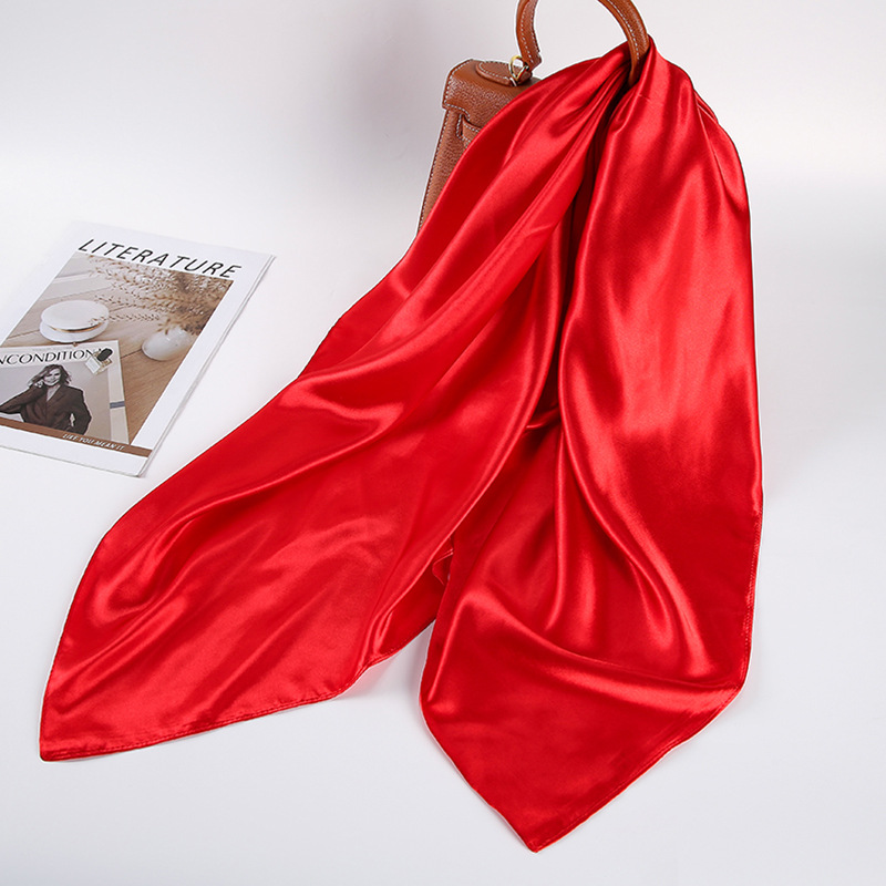 Foulard carré uni 90 cm en satin brillant imitation soie, protection solaire, châle lisse et brillant, foulard satiné pour femme, mode